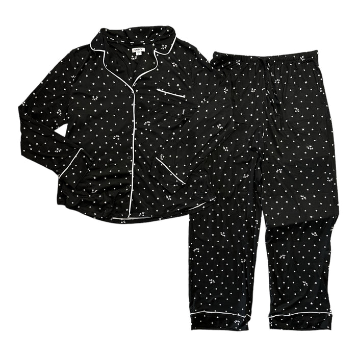 DKNY Women's Notch Collar 2-Piece Long Sleeve & Pant Pajama Set
