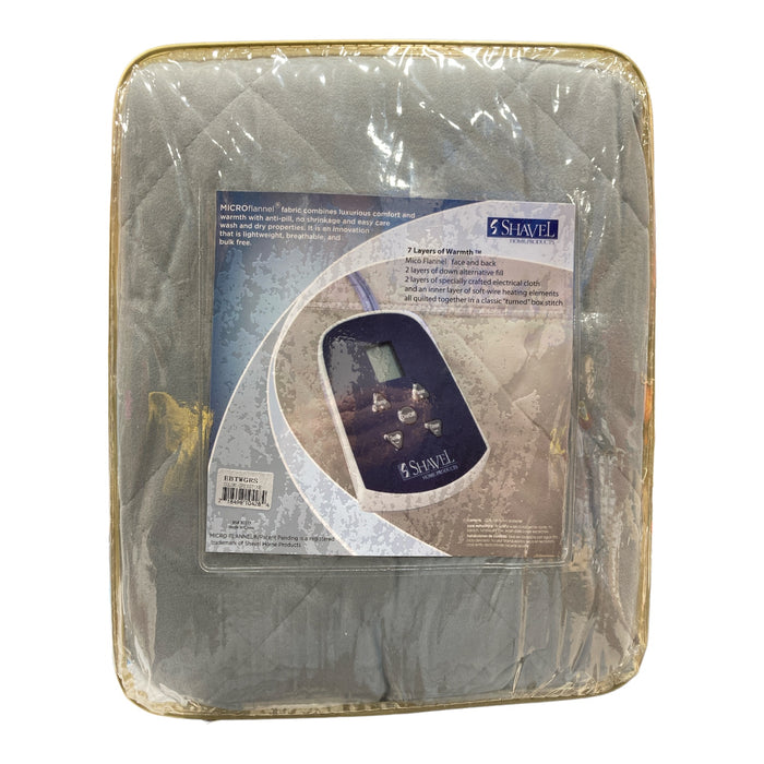 Shavel Home Products Micro Flannel Quilted Heated Blanket with Satin Hem, Twin