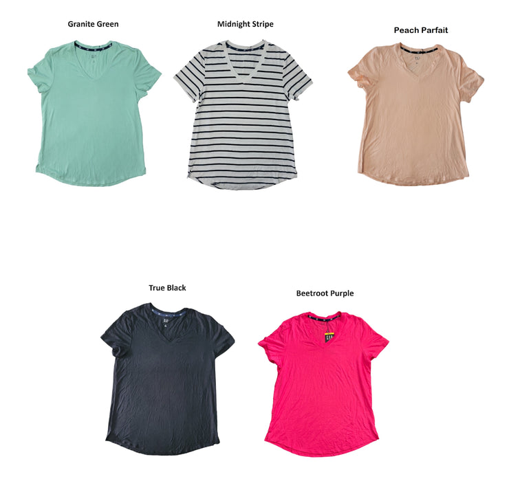 Gap Ladies Machine Washable Relaxed Easy Fit Short Sleeve V-Neck Tee