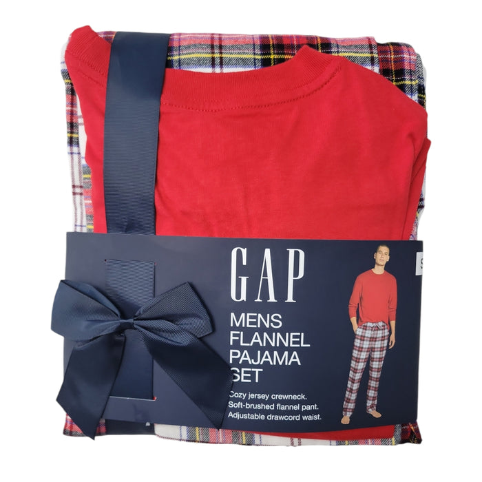 Gap Men's Flannel Cozy Crewneck Long Sleeve Drawcord Pajama Set