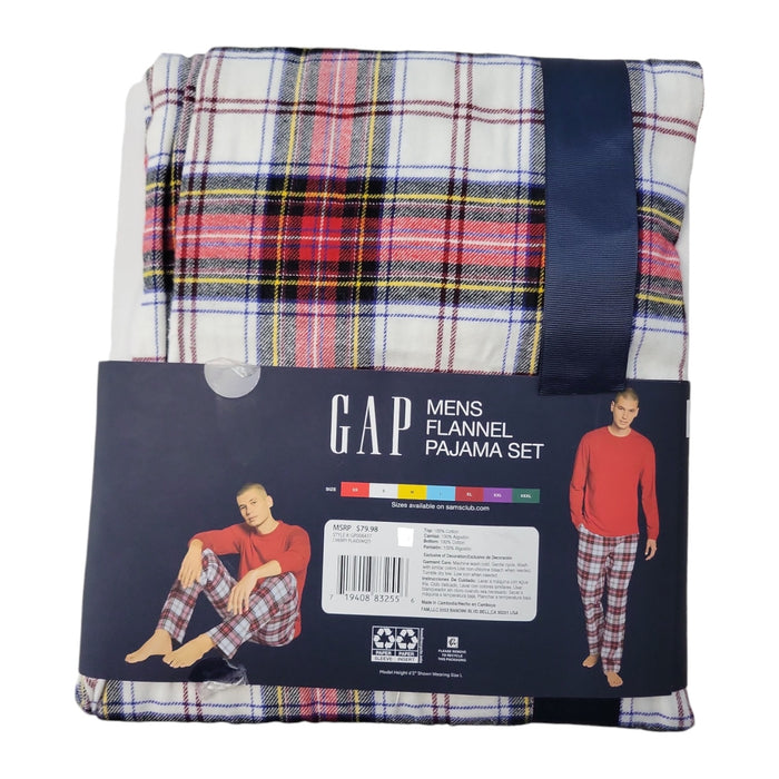 Gap Men's Flannel Cozy Crewneck Long Sleeve Drawcord Pajama Set