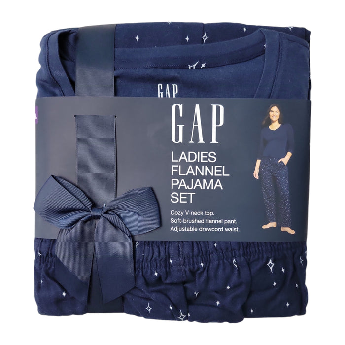 Gap Women's V-Neck Drawstring Pockets Flannel Pajama Set