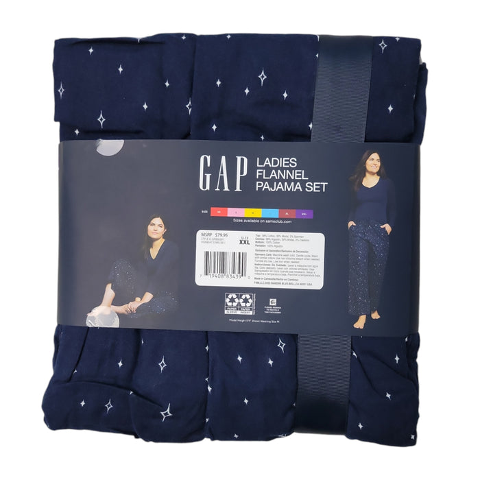 Gap Women's V-Neck Drawstring Pockets Flannel Pajama Set