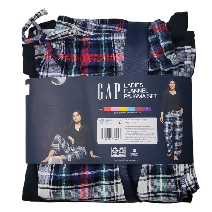 Gap Women's V-Neck Drawstring Pockets Flannel Pajama Set