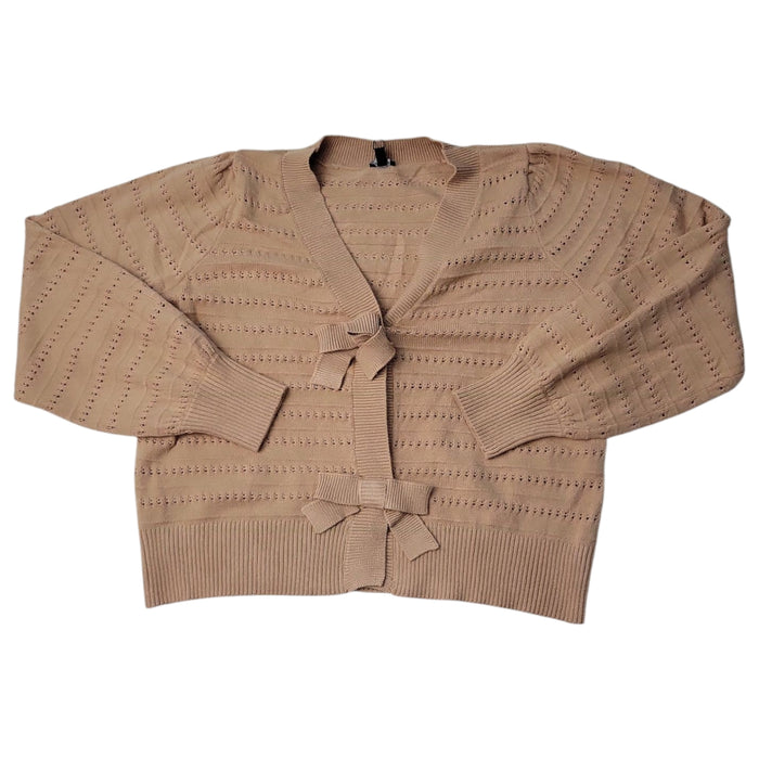 Express Women's Relaxed Fit Soft Cozy Stylish Bow Cardigan