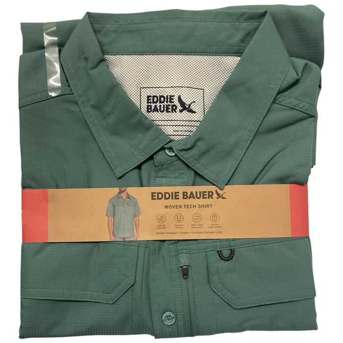 Eddie Bauer Men's Relaxed Fit Short Sleeve Woven Tech Shirt