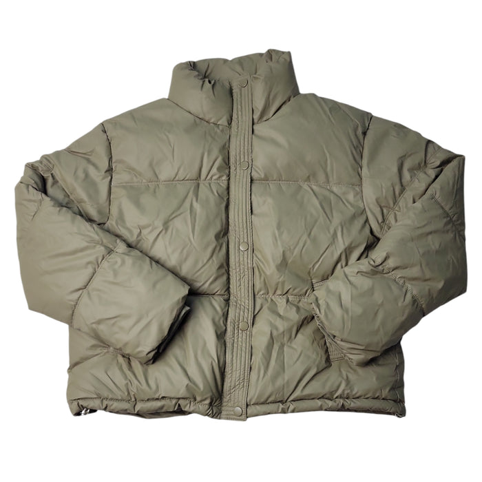 Express Women's Snap Buttons Cropped Puffer Jacket