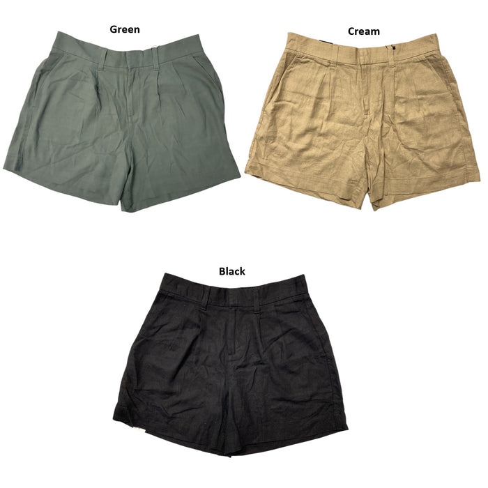 Express Women's High Waisted Pockets Soft Linen Short