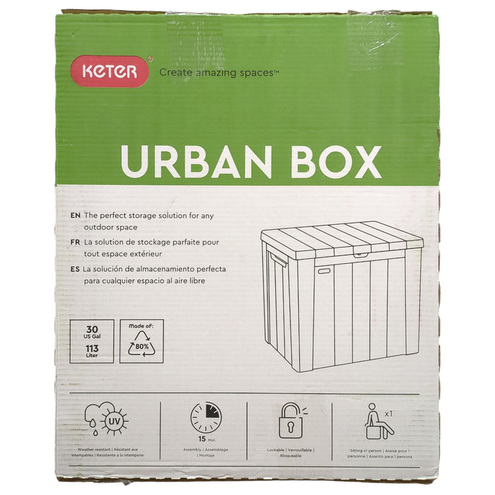 Keter Urban 30Gal UV-Protected Resin Outdoor Deck Box/Storage Table, Graphite