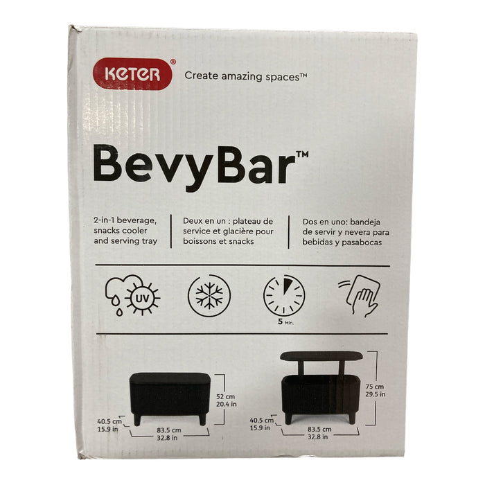 Keter 2-In-1 56L Beverage Snack Bevy Bar and Serving Tray, Brown