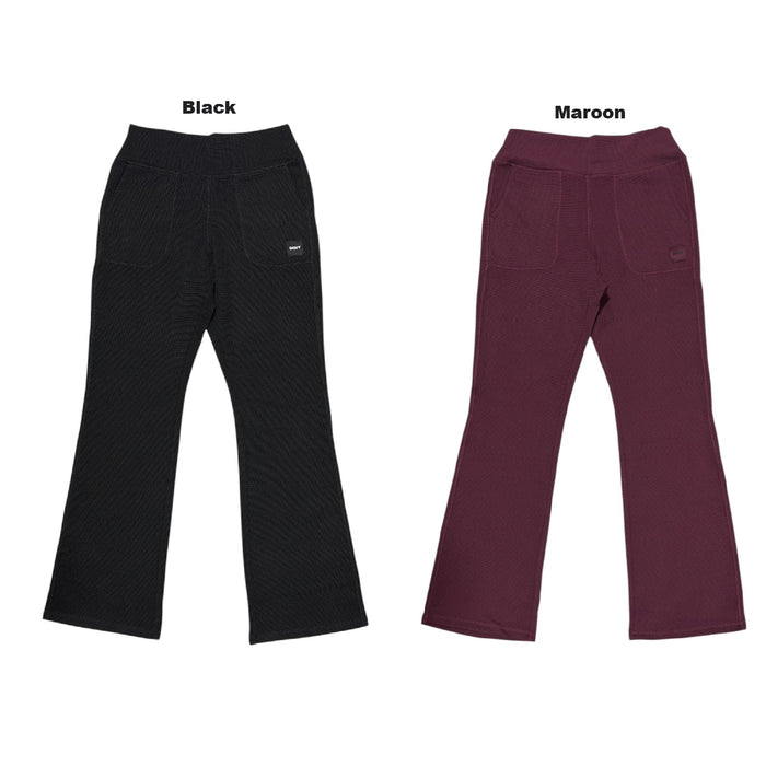 DKNY Women's Classic Fit Lightweight High Rise Waffle Knit Flare Pant