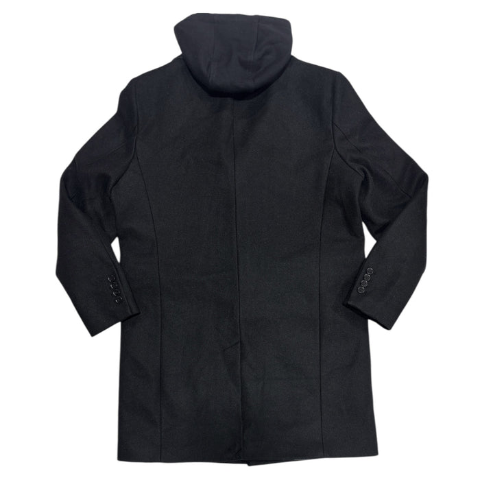 DKNY Men's Warm Single Breasted Faux Wool Coat w/ Removable Hood