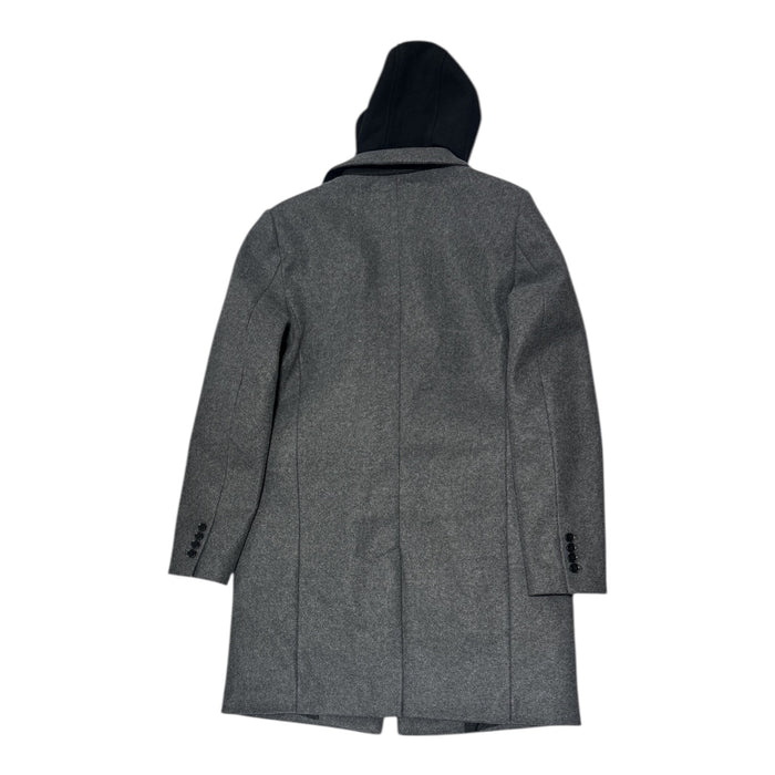 DKNY Men's Warm Single Breasted Faux Wool Coat w/ Removable Hood
