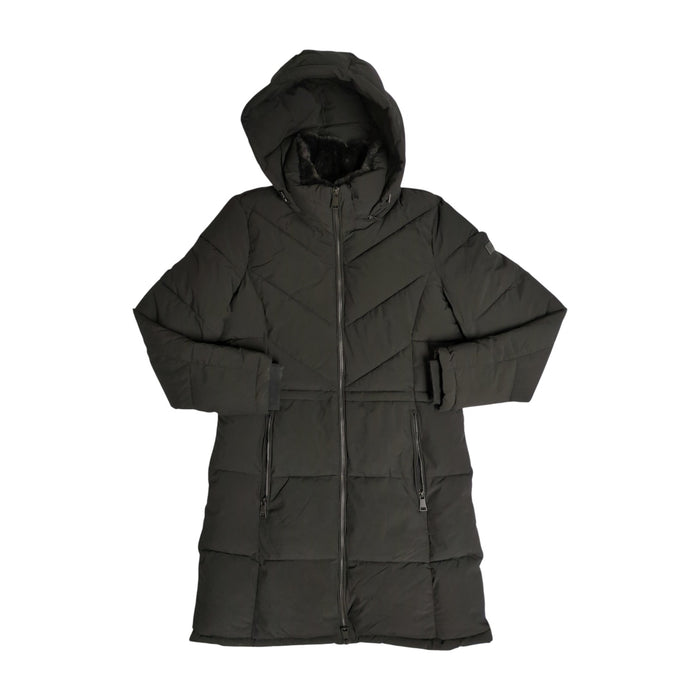 DKNY Women's Regular Fit Long Puffer Jacket with Detachable Hood