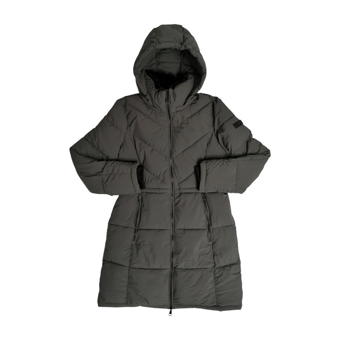 DKNY Women's Regular Fit Long Puffer Jacket with Detachable Hood