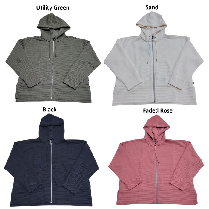 DKNY Women's Tech Pockets Full-Zip Soft Ottoman Hooded Jacket