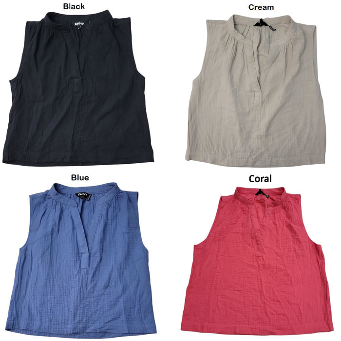 DKNY Women's Classic Fit Gauze Sleeveless Tank Top