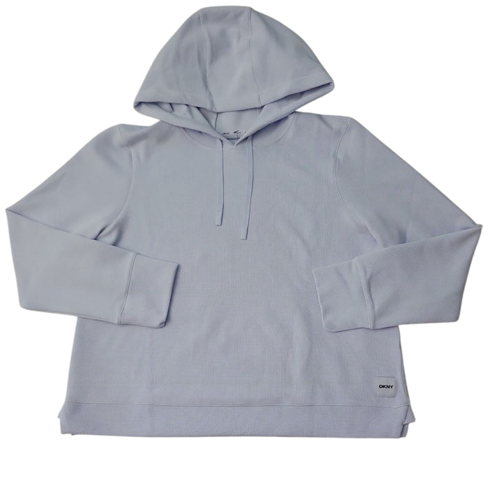 DKNY Women's Buttery Soft Waffle Crew Neck Pullover Hoodie