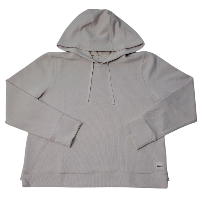 DKNY Women's Buttery Soft Waffle Crew Neck Pullover Hoodie