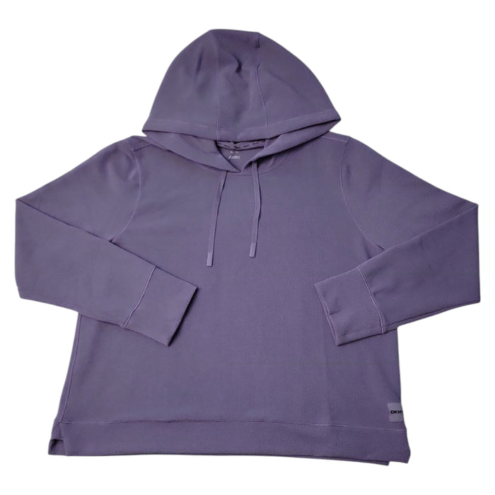 DKNY Women's Buttery Soft Waffle Crew Neck Pullover Hoodie