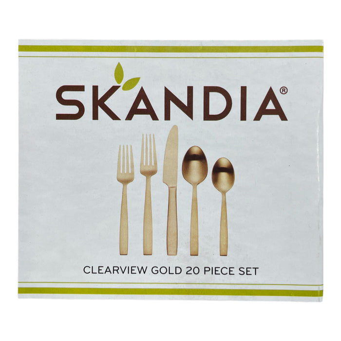 Hampton Forge Skandia Clearview Titanium Coated 20 Pc Flatware Set, Gold