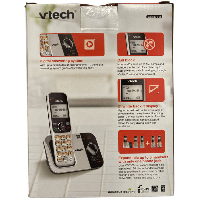 VTech 3-Handset Expandable Cordless DECT 6.0 Phone Combo with Answering System