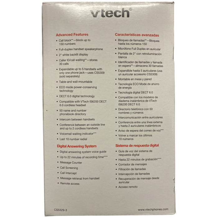 VTech 3-Handset Expandable Cordless DECT 6.0 Phone Combo with Answering System