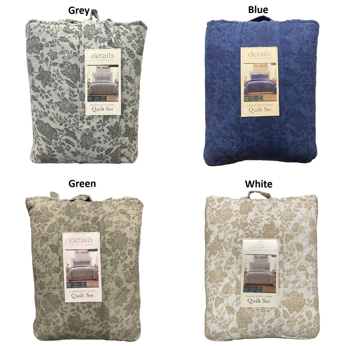 details by Becki Owens 3 Piece Diamond Stitch Floral Quilt Set w/ Tote