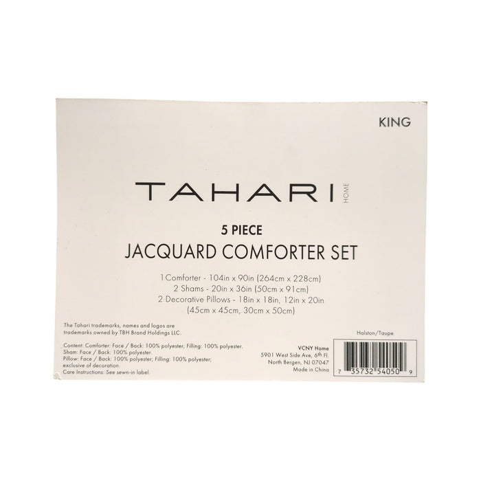 Tahari Home 5-Piece Jacquard Comforter Set, Halston Taupe, King
