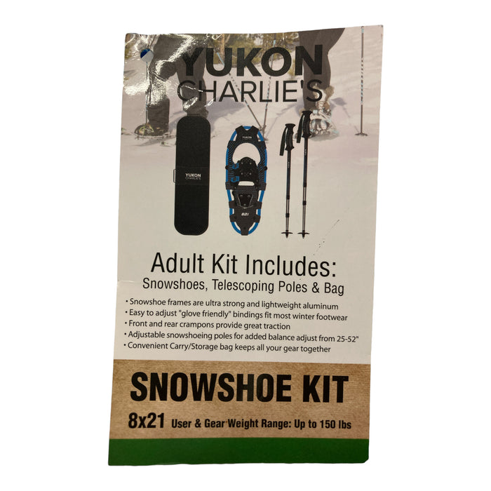 Yukon Charlie 821 Snowshoe Kit 8x21 with Telescoping Poles & Bag, Blue