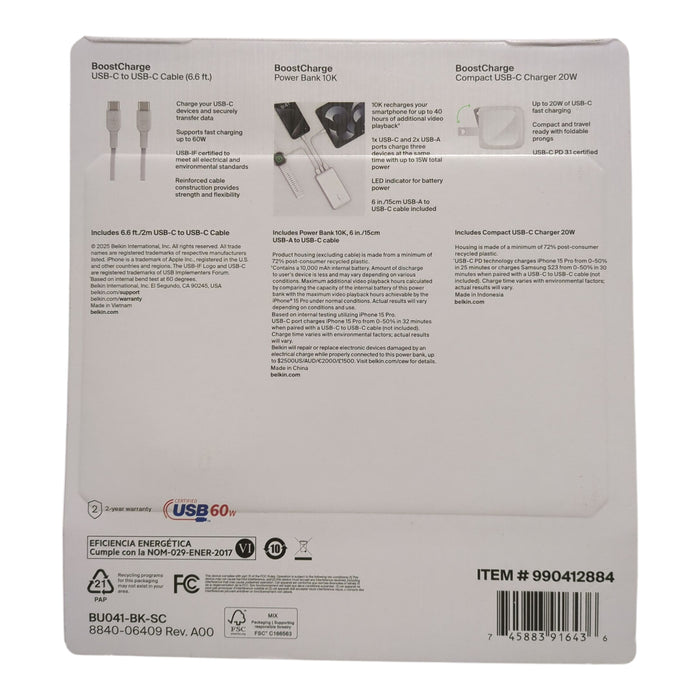 Belkin Boost Charge 20W Wall Charger with 10k Powerbank Bundle