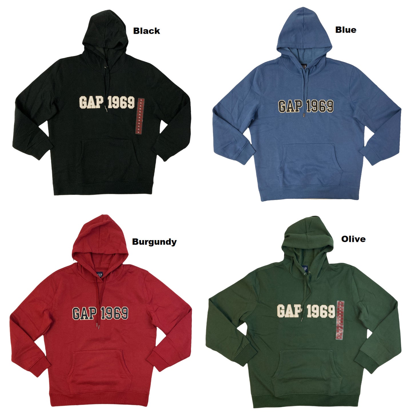 Gap Men's Applique Fleece 1969 Logo Pullover Hoodie W/ Kangaroo Pocket