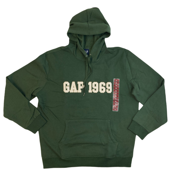 Gap Men's Applique Fleece 1969 Logo Pullover Hoodie W/ Kangaroo Pocket