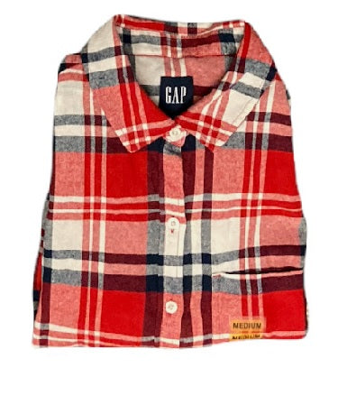 GAP Women's Soft Button Down Long Sleeve Boyfriend Flannel Shirt