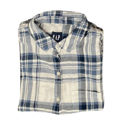 GAP Women's Soft Button Down Long Sleeve Boyfriend Flannel Shirt