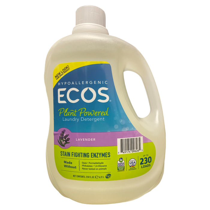 ECOS Hypoallergenic Laundry Detergent + Enzymes, Lavender, 230 loads, 210floz