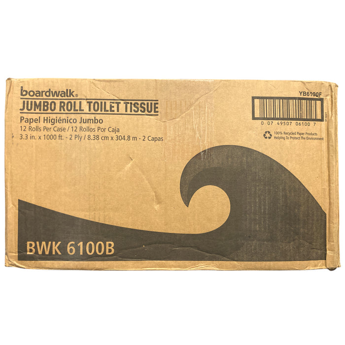 Boardwalk Jumbo Roll 2-Ply Toilet Paper 12 rolls, 1000 ft/roll