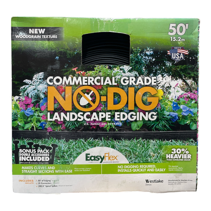 EasyFlex Commercial Grade No-Dig Landscape Edging Kit, Black, 50 ft *Open Box*