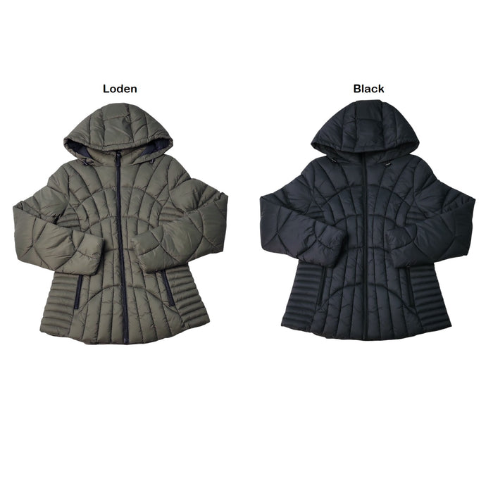 DKNY Women's Full-Zip Warm Hooded Light-Weight Puffer