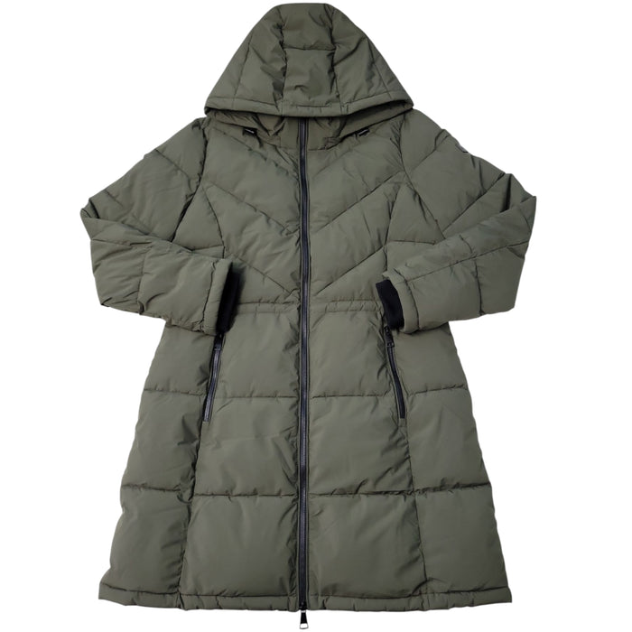 DKNY Women's Long Puffer Removable Hood Banded Cuffs Jacket