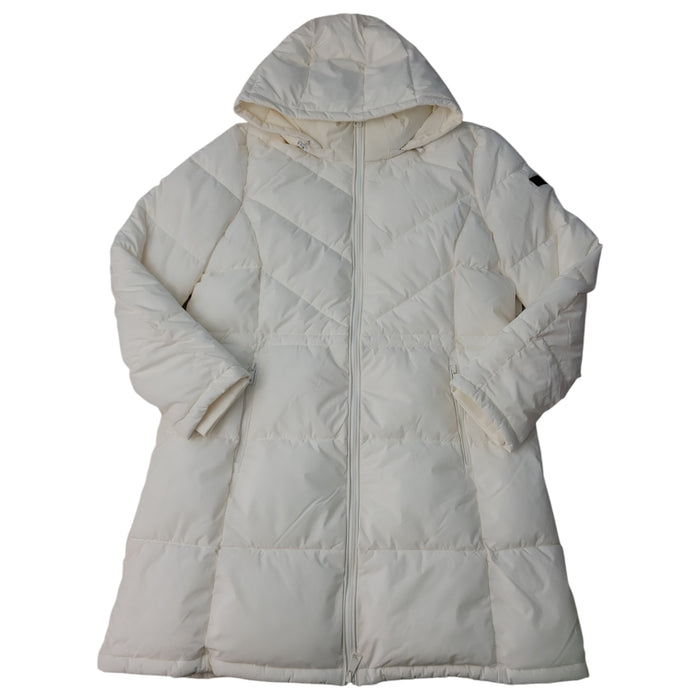 DKNY Women's Long Puffer Removable Hood Banded Cuffs Jacket