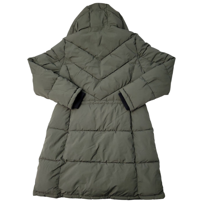 DKNY Women's Long Puffer Removable Hood Banded Cuffs Jacket