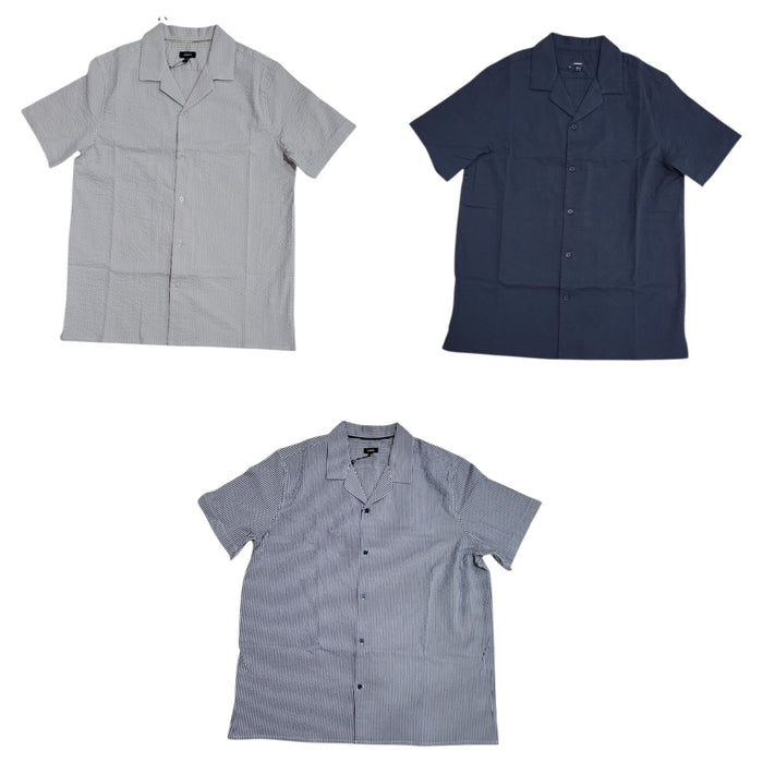 Express Men's Button Up Relaxed Fit Soft Cotton Seersucker Shirt