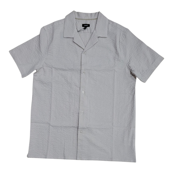 Express Men's Button Up Relaxed Fit Soft Cotton Seersucker Shirt