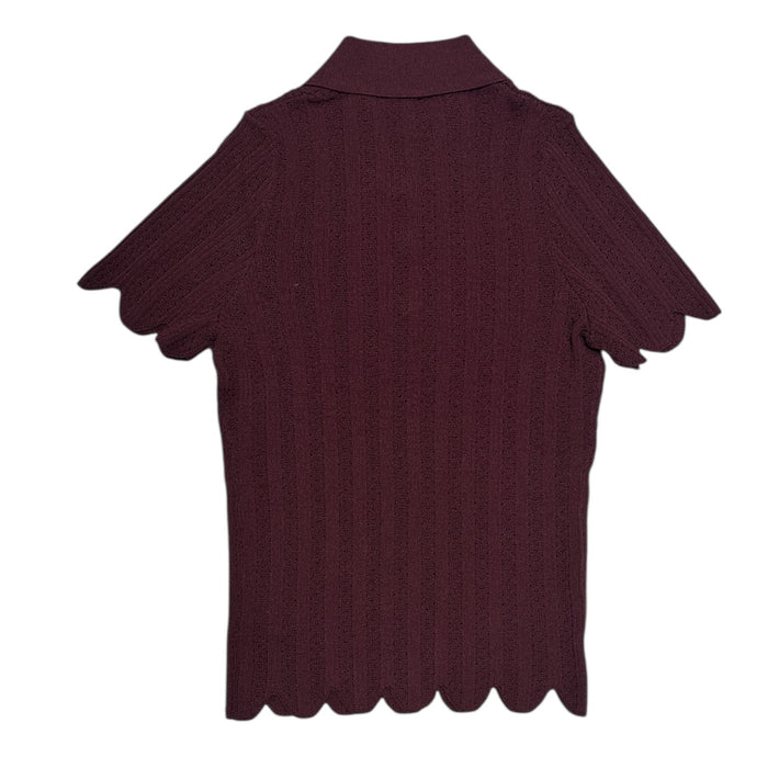 Express Women's Short Sleeve Lightweight Soft Pointelle Knit Polo