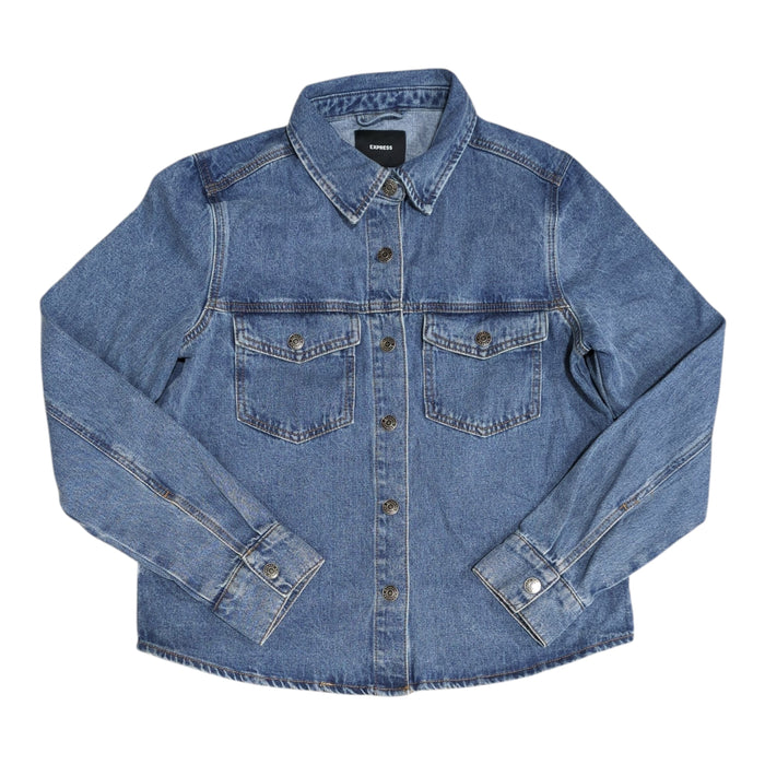 Express Women's Lightweight Snap Closure Classic Fit Denim Jacket