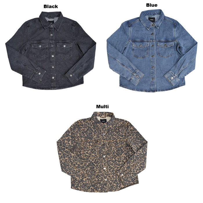 Express Women's Lightweight Snap Closure Classic Fit Denim Jacket