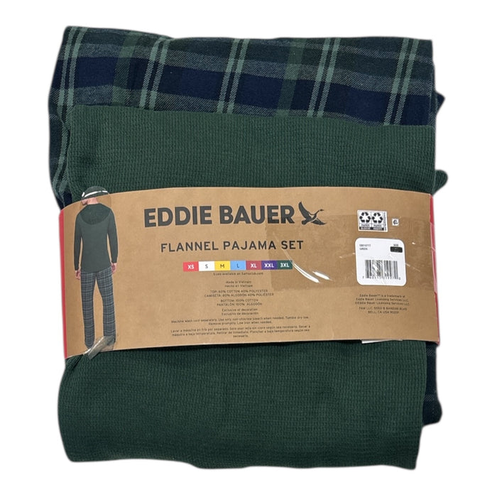 Eddie Bauer Men's Long Sleeve Waffle Henley & Flannel Pant Pajama Set