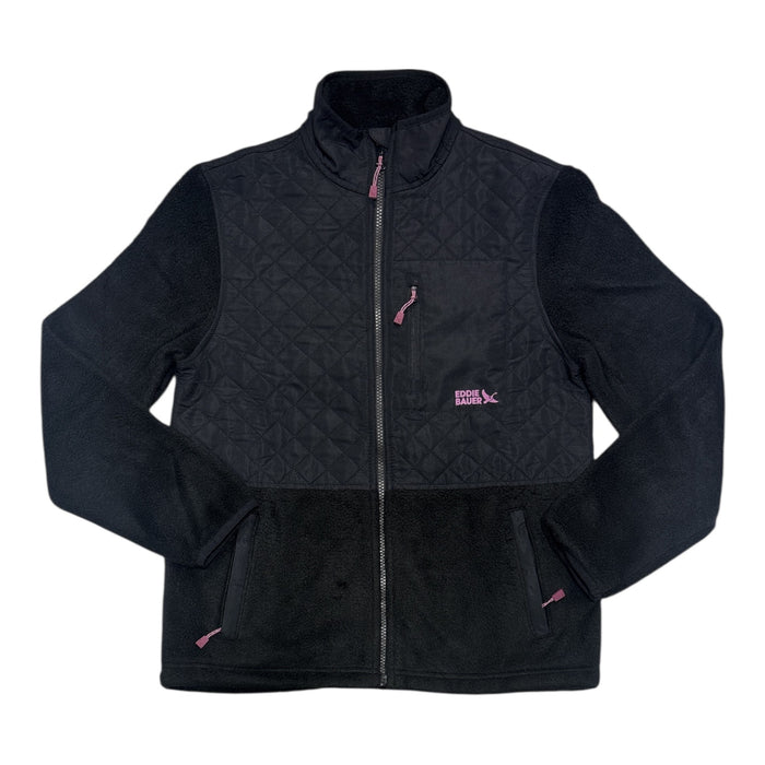Eddie Bauer Women's Zip Up Mixed Media Polar Fleece Jacket w/ Pockets