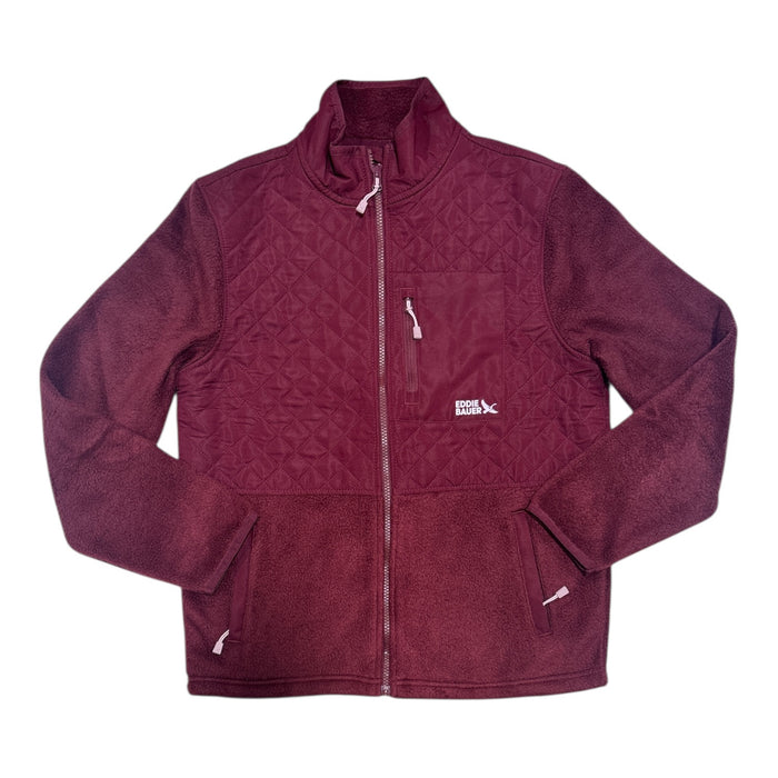 Eddie Bauer Women's Zip Up Mixed Media Polar Fleece Jacket w/ Pockets